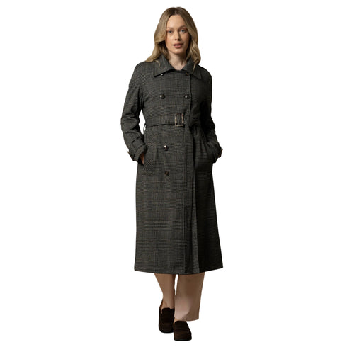 Cappotto Donna motivo galles, con cintura